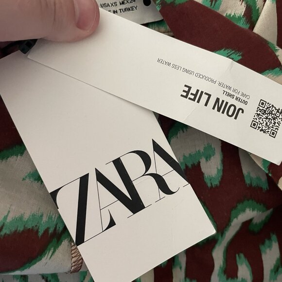 Zara Women XS Boho Retro Mid Rise Straight Leg Selena Cotton Printed Pants NWT - Picture 12 of 13